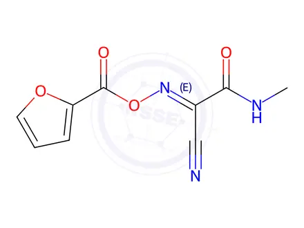 Chemical structure of N-((Furan-2-carbonyl)oxy)-2-(methylamino)-2-oxoacetimidoyl cyanide