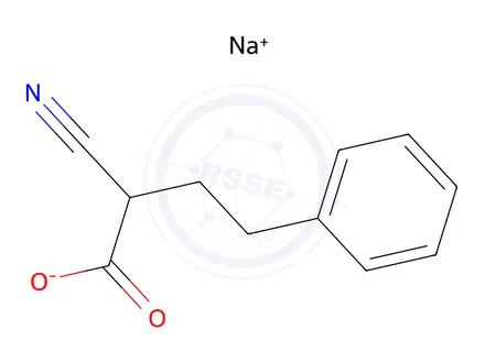 Chemical structure of sodium 2-cyano-4-phenylbutanoate