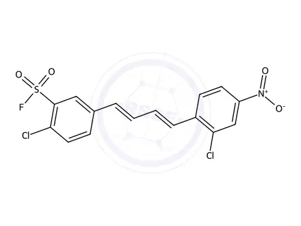 Chemical structure of 2-Chloro-5-(4-(2-chloro-4-nitrophenyl)buta-1,3-dien-1-yl)benzene-1-sulfonyl fluoride