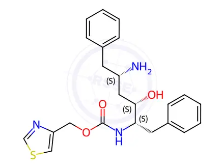 Chemical structure of CARBAMIC ACID, [(1S,2S,4S)-4-AMINO-2-HYDROXY-5-PHENYL-1-(PHENYLMETHYL)PENTYL]-, 5-THIAZOLYLMETHYL ESTER, DIHYDROCHLORIDE