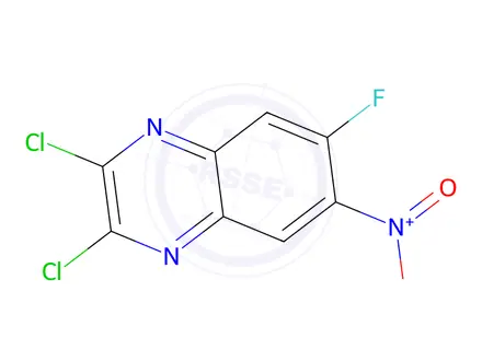 Chemical structure of 2,3-dichloro-6-fluoro-7-nitroquinoxaline
