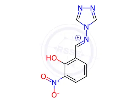 Chemical structure of 2-Nitro-6-[(E)-(4H-1,2,4-triazol-4-ylimino)methyl]phenol