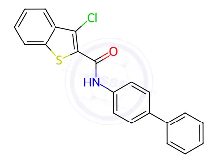 Chemical structure of N-([1,1'-biphenyl]-4-yl)-3-chlorobenzo[b]thiophene-2-carboxamide