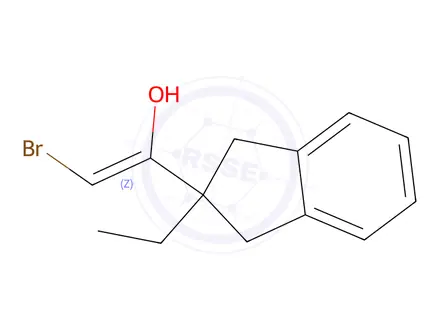 Chemical structure of (Z)-2-bromo-1-(2-ethyl-2,3-dihydro-1H-inden-2-yl)ethen-1-ol