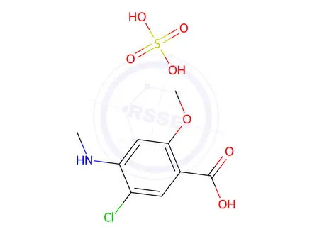 Chemical structure of 5-Chloro-2-methoxy-4-(methylamino)benzoic Acid Sulphate