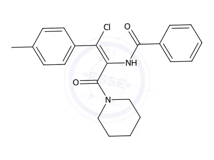 Chemical structure of (Z)-N-(1-Chloro-3-oxo-3-(piperidin-1-yl)-1-(p-tolyl)prop-1-en-2-yl)benzamide