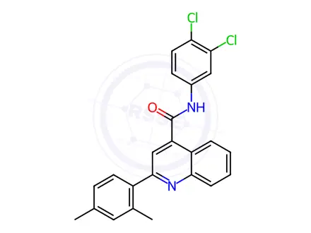 Chemical structure of N-(3,4-dichlorophenyl)-2-(2,4-dimethylphenyl)quinoline-4-carboxamide