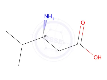 Chemical structure of (R)-3-Amino-4-methylpentanoic acid