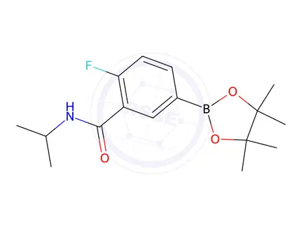 Chemical structure of Benzamide, 2-fluoro-N-(1-methylethyl)-5-(4,4,5,5-tetramethyl-1,3,2-dioxaborolan-2-yl)