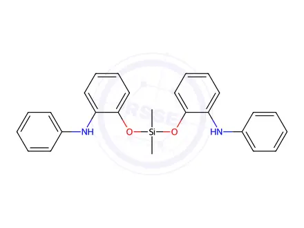 Chemical structure of dimethyl-di-(N-phenylaminophenoxy)silane