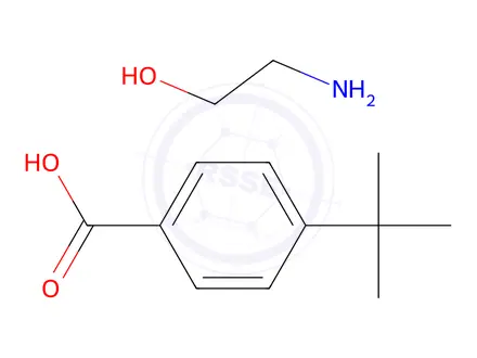 Chemical structure of p-tert-butylbenzoic acid, compound with 2-aminoethanol (1:1)
