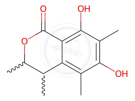 Chemical structure of 6,8-dihydroxy-3,4,5,7-tetramethylisochroman-1-one