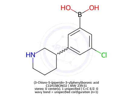 Chemical structure of (3-Chloro-5-(piperidin-3-yl)phenyl)boronic acid