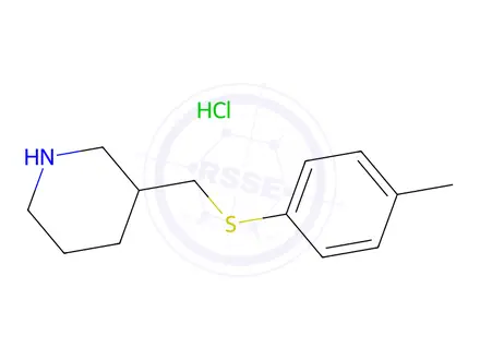 Chemical structure of 3-([(4-Methylphenyl)sulfanyl]methyl)piperidine hydrochloride