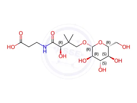Chemical structure of 4-O-(b-D-Glucopyranosyl)-D-pantothenic acid
