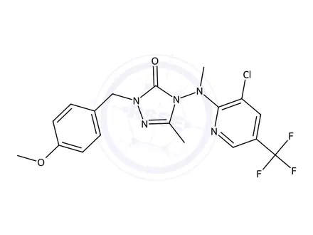 Chemical structure of 4-((3-Chloro-5-(trifluoromethyl)pyridin-2-yl)(methyl)amino)-2-(4-methoxybenzyl)-5-methyl-2,4-dihydro-3H-1,2,4-triazol-3-one