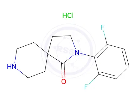 Chemical structure of 2-(2,6-Difluoro-phenyl)-2,8-diaza-spiro[4.5]decan-1-one hydrochloride