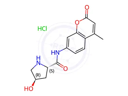 Chemical structure of L-Hydroxyproline 7-Amido-4-methylcoumarin Hydrochloride