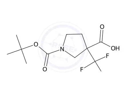 Chemical structure of 1-(tert-Butoxycarbonyl)-3-(trifluoromethyl)pyrrolidine-3-carboxylic acid
