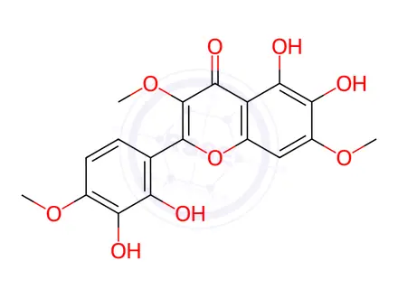 Chemical structure of 2-(2,3-Dihydroxy-4-methoxyphenyl)-5,6-dihydroxy-3,7-dimethoxy-4H-1-benzopyran-4-one