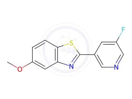 Chemical structure of Benzothiazole, 2-(5-fluoro-3-pyridinyl)-5-methoxy-