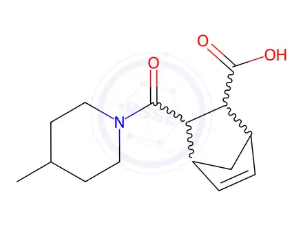 Chemical structure of 3-(4-Methyl-piperidine-1-carbonyl)-bicyclo[2.2.1]hept-5-ene-2-carboxylic acid