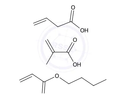 Chemical structure of 2-Propenoic acid, 2-methyl-, polymer with butyl 2-propenoate and ethenyl acetate