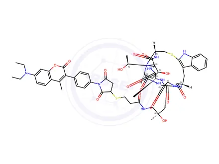 Chemical structure of ((R)-4-Hydroxy-4-methyl-Orn(CPM-β-Mpa)7)-Phalloidin