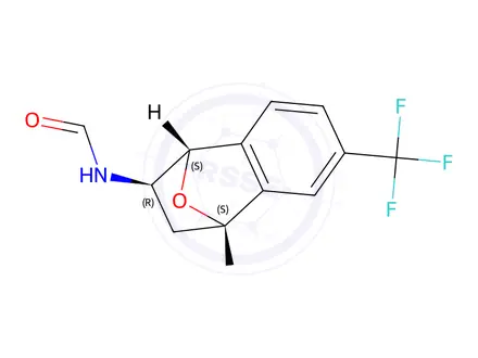 Chemical structure of 1,4-epoxy-2-formamido 1,2,3,4-tetrahydro-6-trifluoromethylnaphthalene