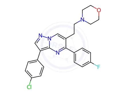 Chemical structure of 3-(4-chlorophenyl)-5-(4-fluorophenyl)-6-(2-morpholinoethyl)pyrazolo[1,5-a]pyrimidine