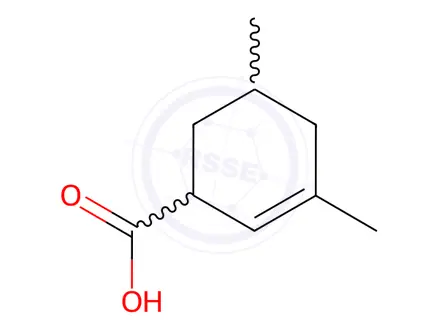 Chemical structure of 2-Cyclohexene-1-carboxylic acid, 3,5-dimethyl-(9CI)