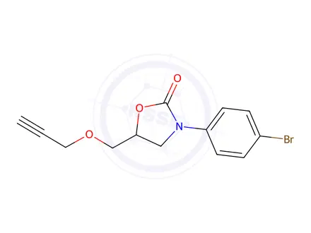Chemical structure of 3-(4-Bromophenyl)-5-(2-propynyloxymethyl)oxazolidin-2-one