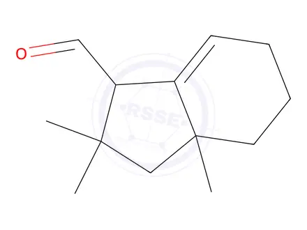 Chemical structure of 3a,4,5,6-tetrahydro-2,2,3a-trimethylindancarbaldehyde
