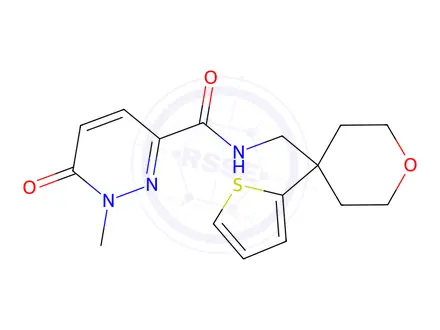 Chemical structure of 1-Methyl-6-oxo-N-((4-(thiophen-2-yl)tetrahydro-2H-pyran-4-yl)methyl)-1,6-dihydropyridazine-3-carboxamide