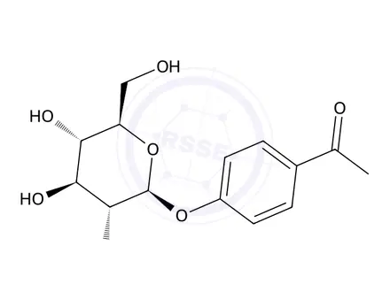 Chemical structure of 1-(4-(((2S,3R,4S,5S,6R)-3,4,5-Trihydroxy-6-(hydroxymethyl)tetrahydro-2H-pyran-2-yl)oxy)phenyl)ethanone