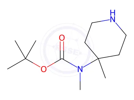 Chemical structure of Carbamic acid, N-methyl-N-(4-methyl-4-piperidinyl)-, 1,1-dimethylethyl ester