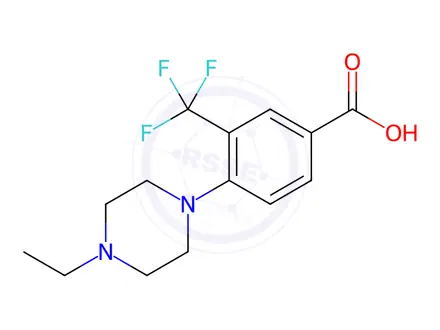 Chemical structure of Benzoic acid, 4-(4-ethyl-1-piperazinyl)-3-(trifluoromethyl)-