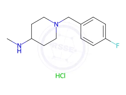 Chemical structure of 1-(4-Fluorobenzyl)-N-methylpiperidin-4-amine hydrochloride