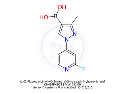 Chemical structure of (1-(2-Fluoropyridin-4-yl)-3-methyl-1H-pyrazol-4-yl)boronic acid
