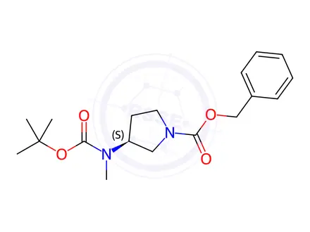 Chemical structure of Benzyl (3s)-3-{[(tert-Butoxy)carbonyl](methyl)amino}pyrrolidine-1-carboxylate