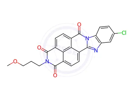 Chemical structure of 9(or 10)-chloro-2-(3-methoxypropyl)benzimidazo[2,1-b]benzo[lmn][3,8]phenanthroline-1,3,6(2H)-trione