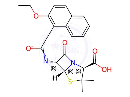Chemical structure of Nafcillin sodium salt monohydrate