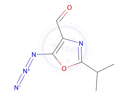 Chemical structure of 4-Oxazolecarboxaldehyde, 5-azido-2-(1-methylethyl)-