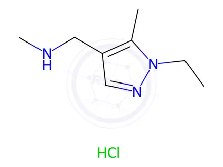 Chemical structure of 1-(1-Ethyl-5-methyl-1H-pyrazol-4-yl)-N-methylmethanamine hydrochloride