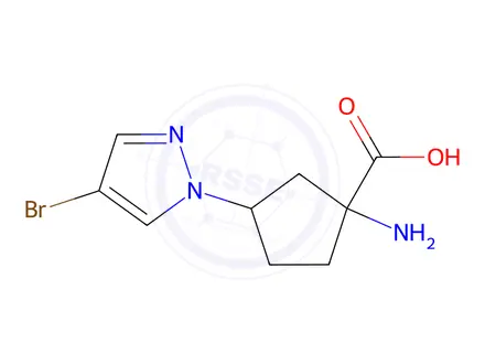 Chemical structure of 1-Amino-3-(4-bromo-1h-pyrazol-1-yl)cyclopentane-1-carboxylic acid