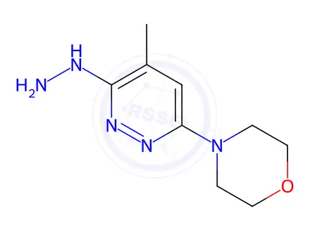 Chemical structure of Morpholine, 4-(6-hydrazino-5-methyl-2-pyridazinyl)-, dihydrochloride, hydrate
