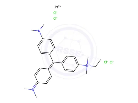 Chemical structure of tetrachloroplatinate dianion-methyl green complex