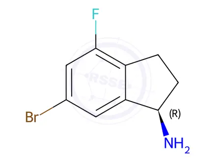 Chemical structure of (R)-6-bromo-4-fluoro-2,3-dihydro-1H-inden-1-amine