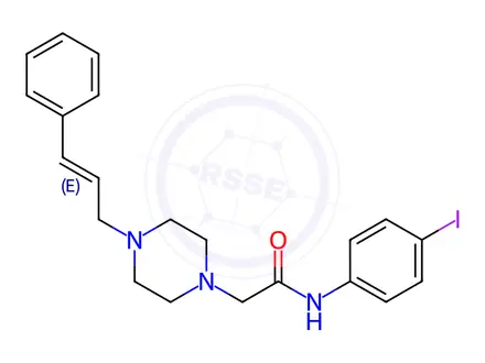 Chemical structure of N-(4-Iodophenyl)-2-{4-[(2E)-3-phenylprop-2-en-1-yl]piperazin-1-yl}acetamide