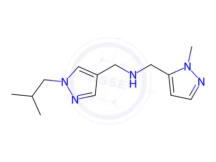 Chemical structure of 1-(1-isobutyl-1H-pyrazol-4-yl)-N-[(1-methyl-1H-pyrazol-5-yl)methyl]methanamine